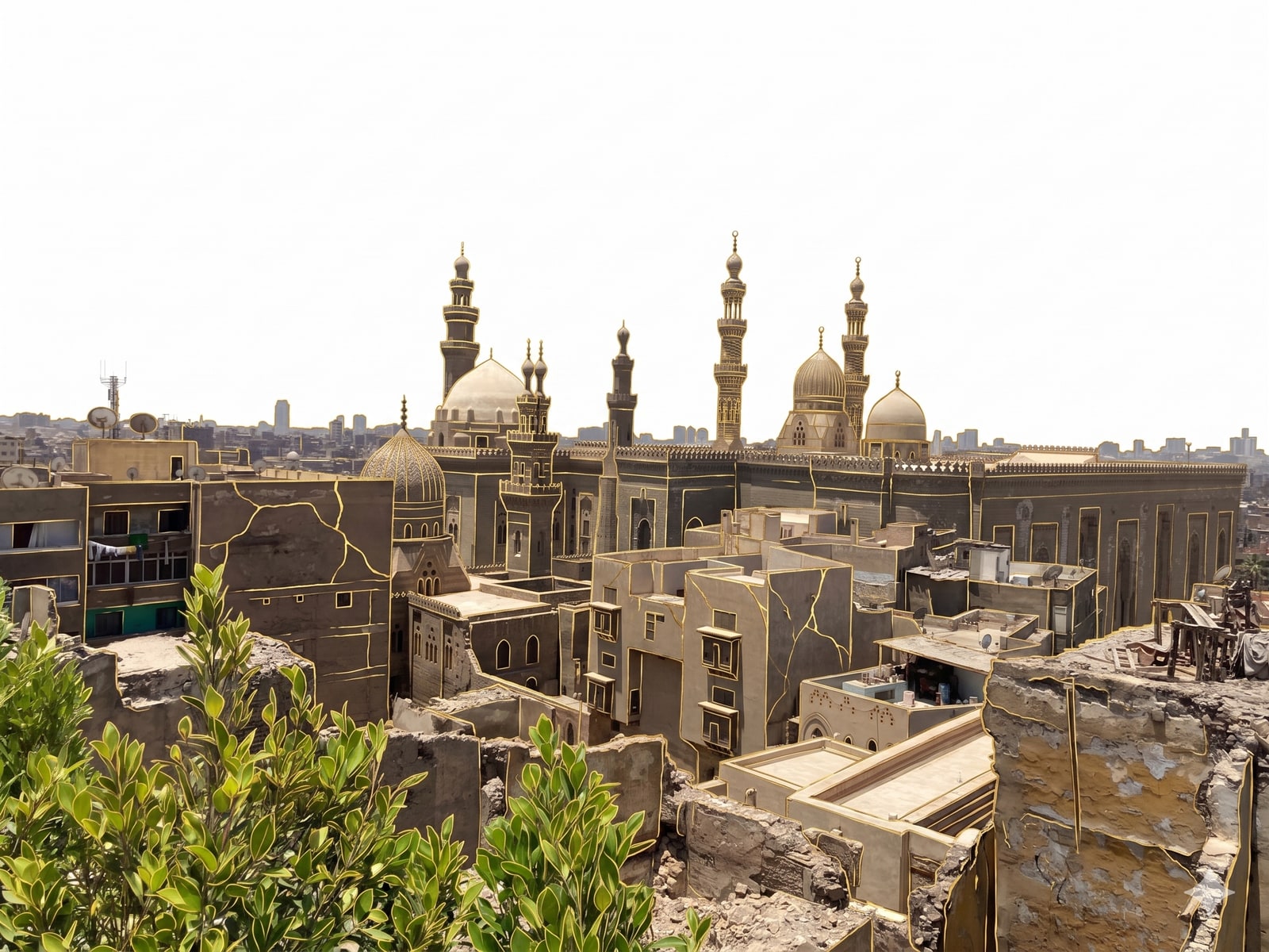 View over Darb El Labbana, the historic Cairo neighbourhood at the foot of the Citadel, undergoing dismantling and careful reconstruction.