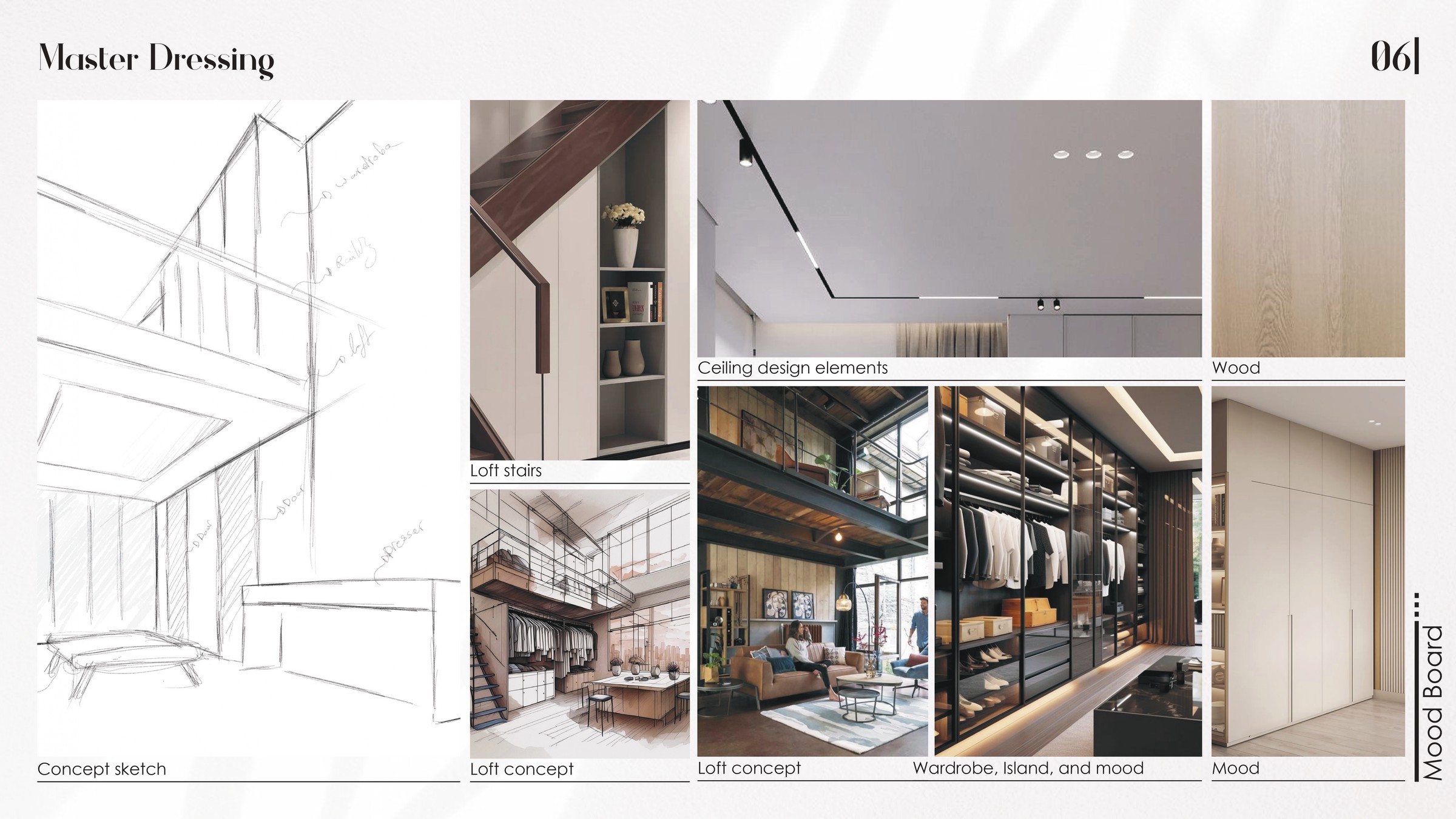 Abdullah Alwi villa — Master Dressing mood board, concept sketch, references and materials