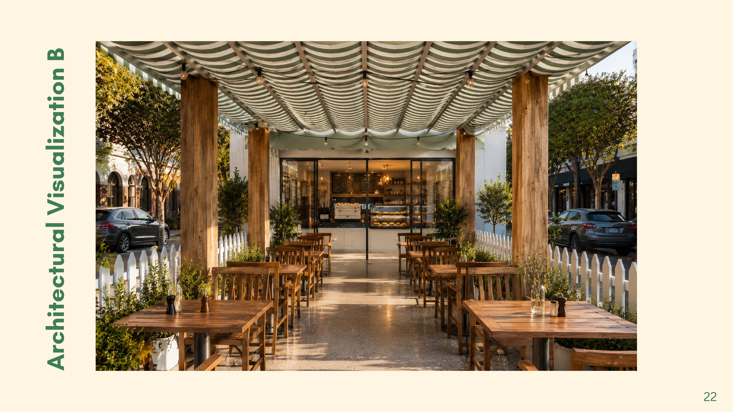 The Dancing Goat — architectural visualization, outdoor seating concept