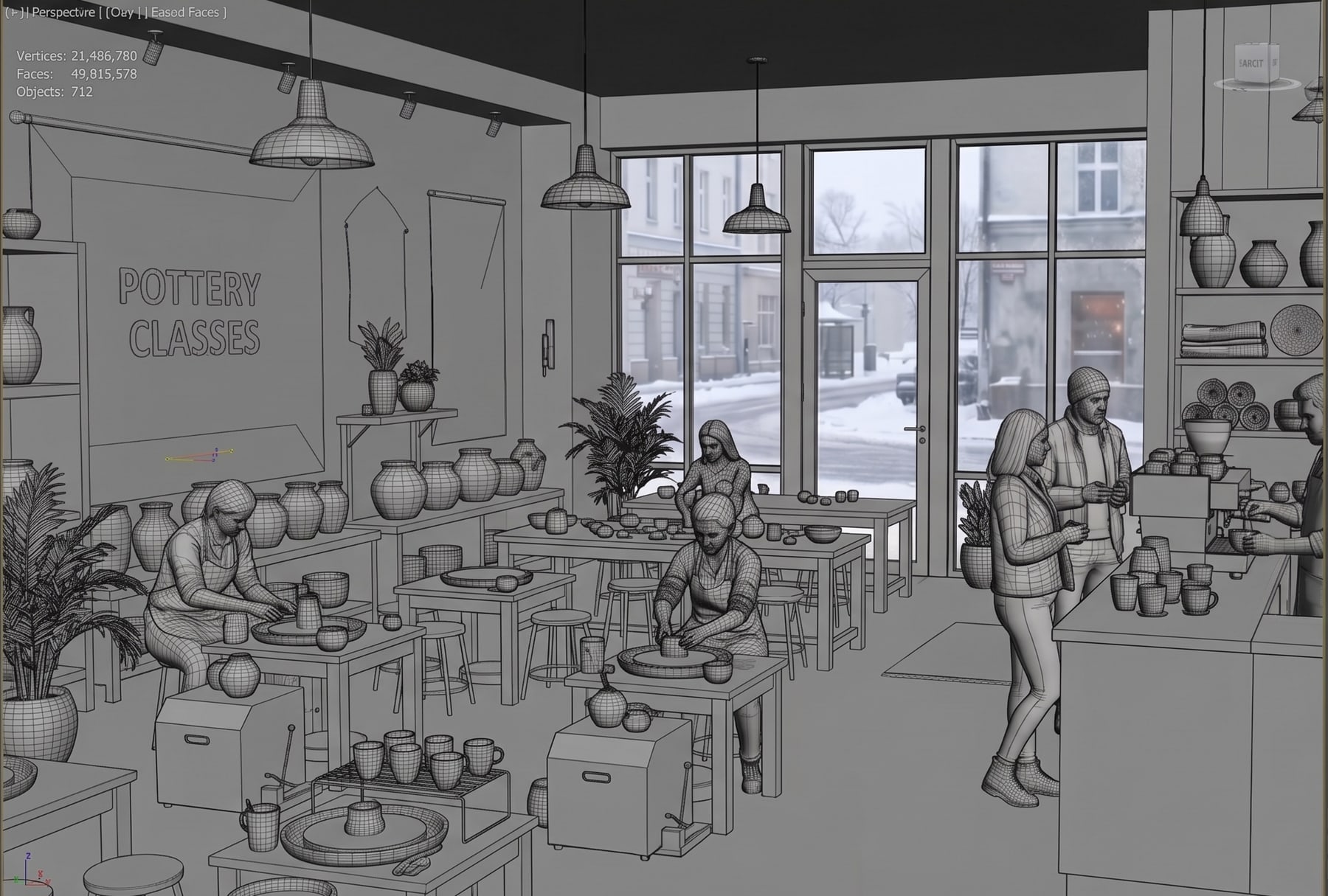 Shahd Studio — 3ds Max viewport, untextured 3D model