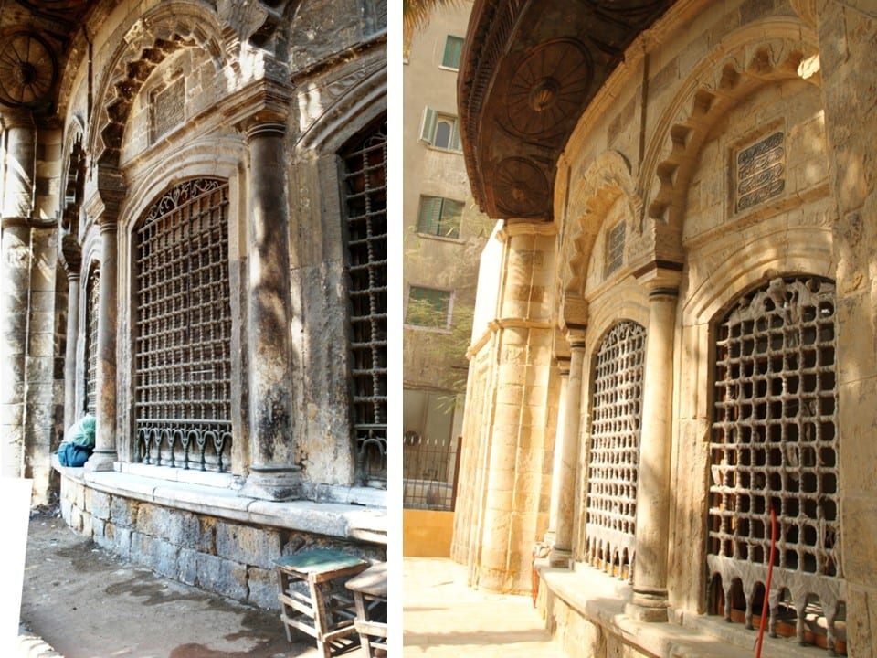 Before and after comparison of the arcade windows and stonework — Sabil-Kuttab Arzinkan