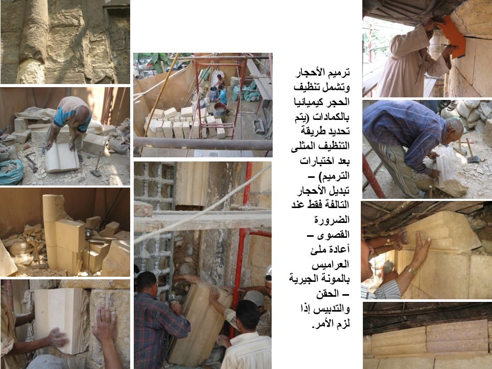 Stone cleaning, trial testing and selective replacement — Sabil-Kuttab Arzinkan