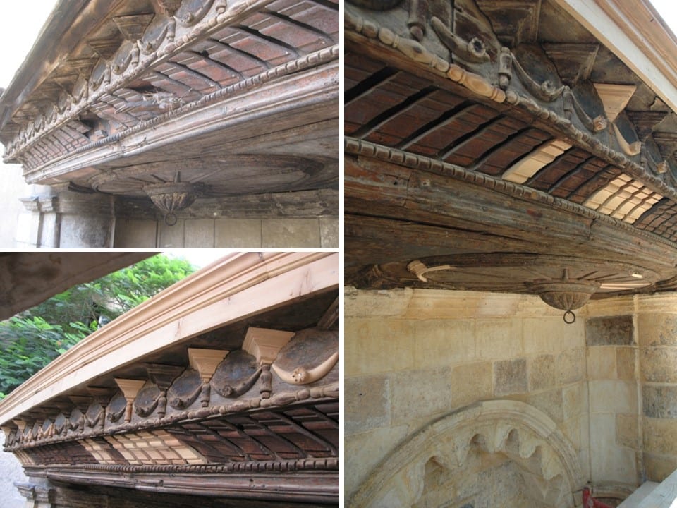 Restored decorated wooden eave and cornice detail — Sabil-Kuttab Arzinkan
